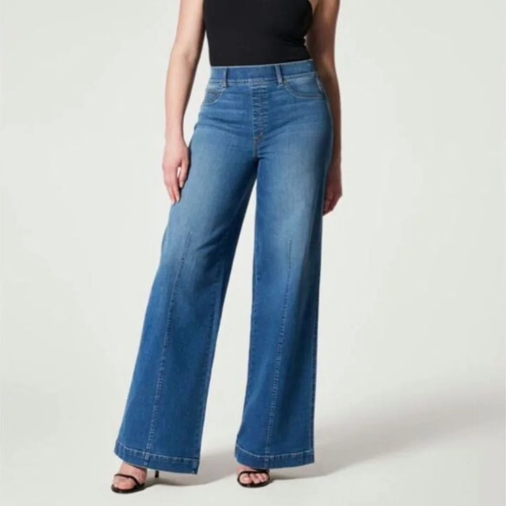 SPANX Seamed Front Wide Leg Vintage Indigo Jeans